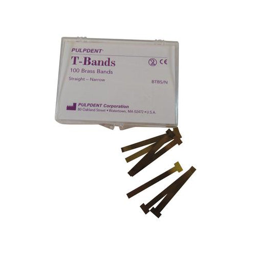 Pulpdent BTBS/N T-Bands Brass Straight Narrow Matrix Bands .002 Pulpdent BTBS/N T-Bands Brass Straight Narrow Matrix Bands .002